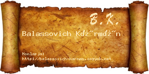 Balassovich Kármán névjegykártya